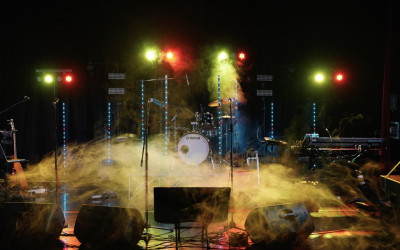 Professional live karaoke band setup before an event